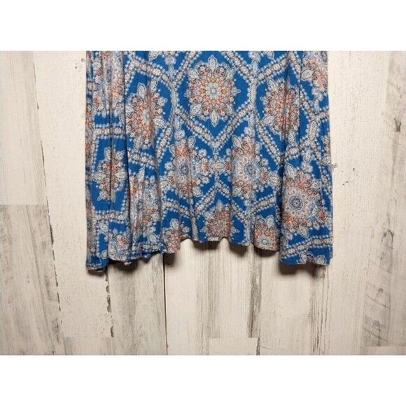 Renee C Stitch Fix Mini Skirt Medium Blue Boho Bohemian Flare - Picture 2 of 6